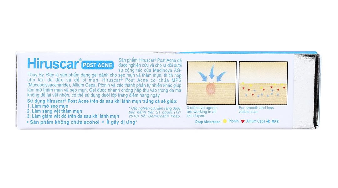Gel Hiruscar Post Acne làm mờ sẹo mụn & thâm mụn tuýp 10g - 3