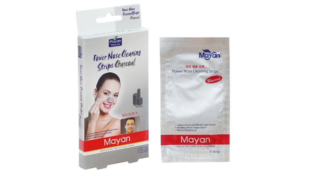 Miếng dán lột mụn cám than hoạt tính Mayan hút bã nhờn hộp 4 miếng - 