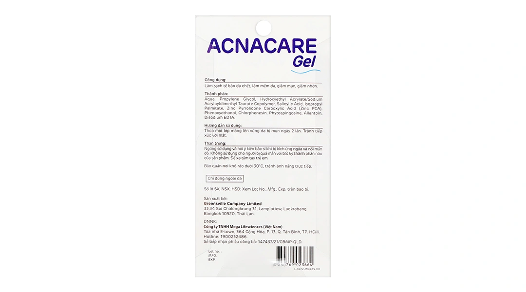 Gel Acnacare ngăn ngừa mụn, giảm nhờn tuýp 7g - 2