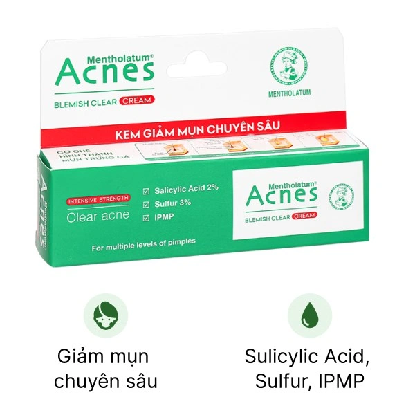 Kem Acnes Blemish Clear kháng khuẩn, giảm mụn sưng đỏ