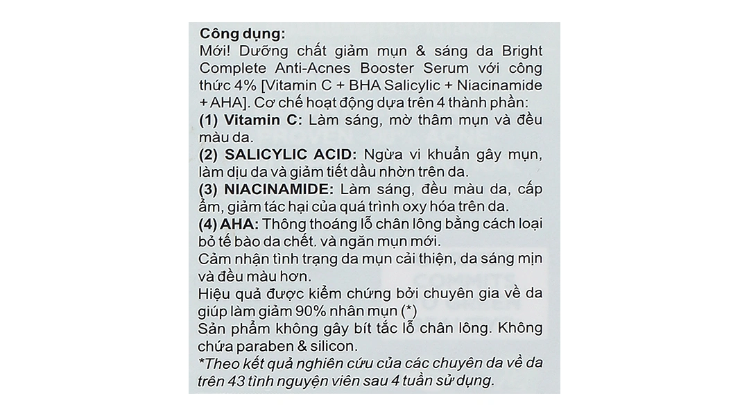 Dưỡng chất Garnier Bright Complete Anti - Acne Booster Serum giảm mụn, sáng da chai 30ml - 4
