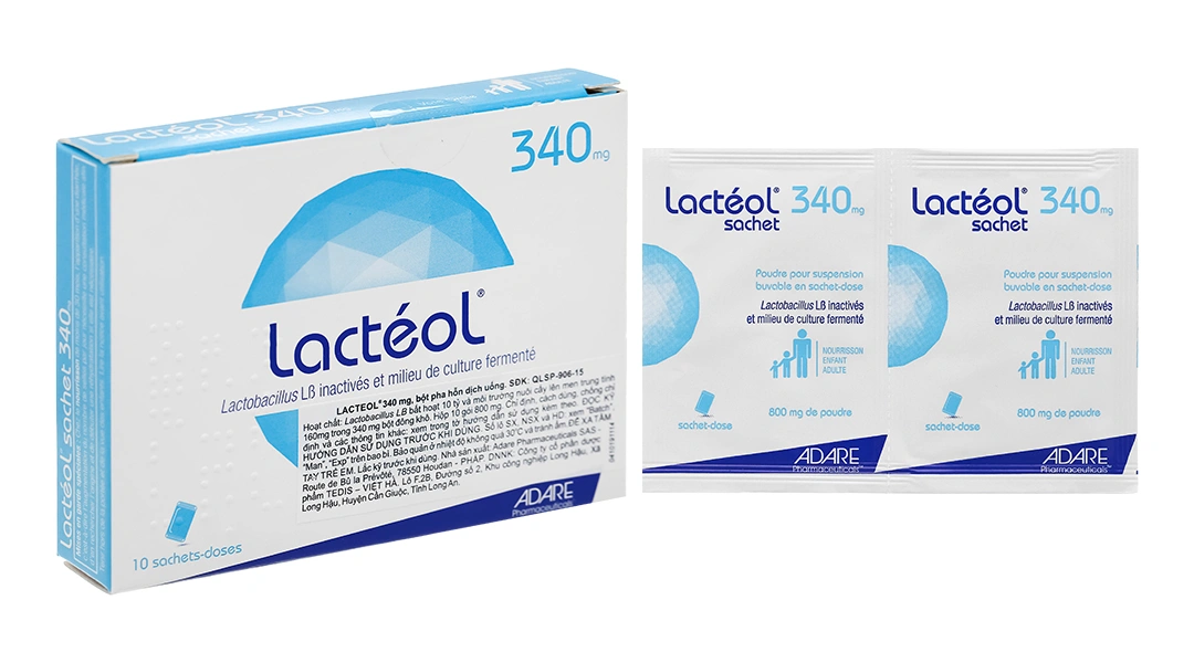 Bột pha hỗn dịch uống Lactéol 340mg trị tiêu chảy (10 gói x 800mg) - 