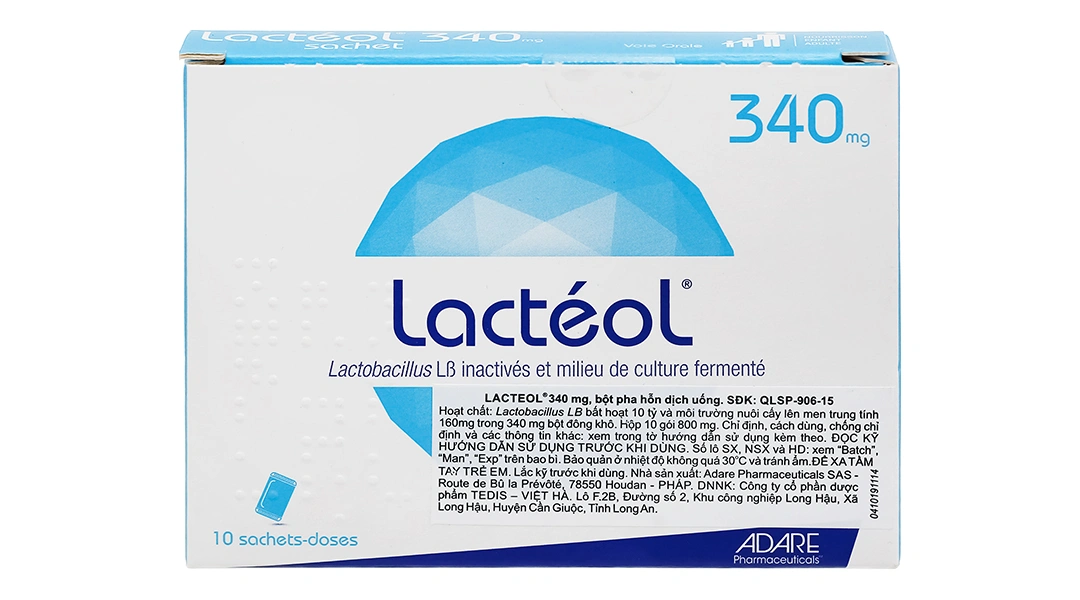 Bột pha hỗn dịch uống Lactéol 340mg trị tiêu chảy (10 gói x 800mg) - 1