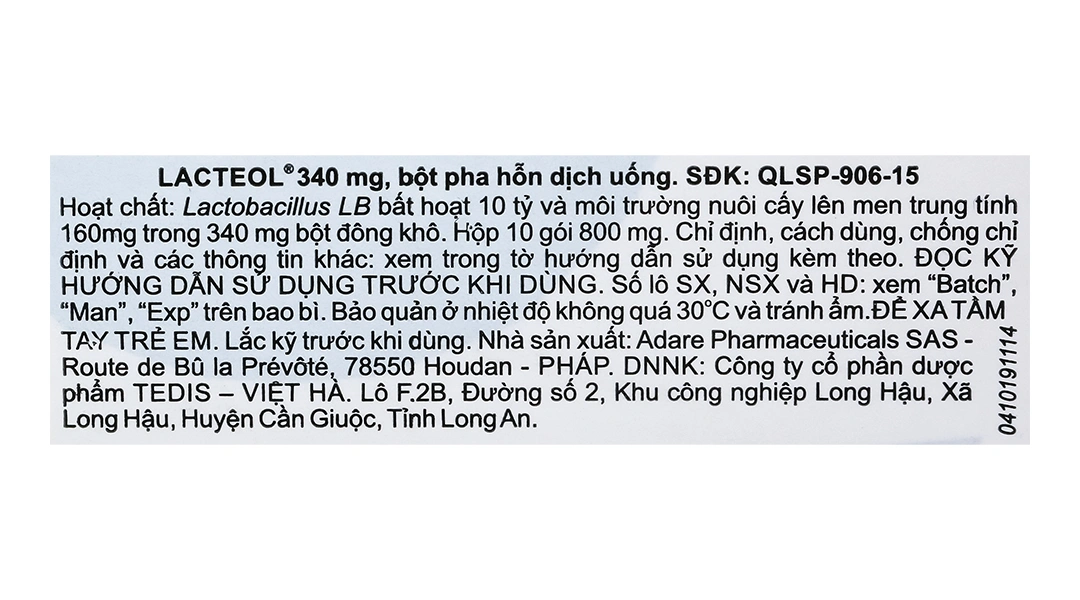 Bột pha hỗn dịch uống Lactéol 340mg trị tiêu chảy (10 gói x 800mg) - 4