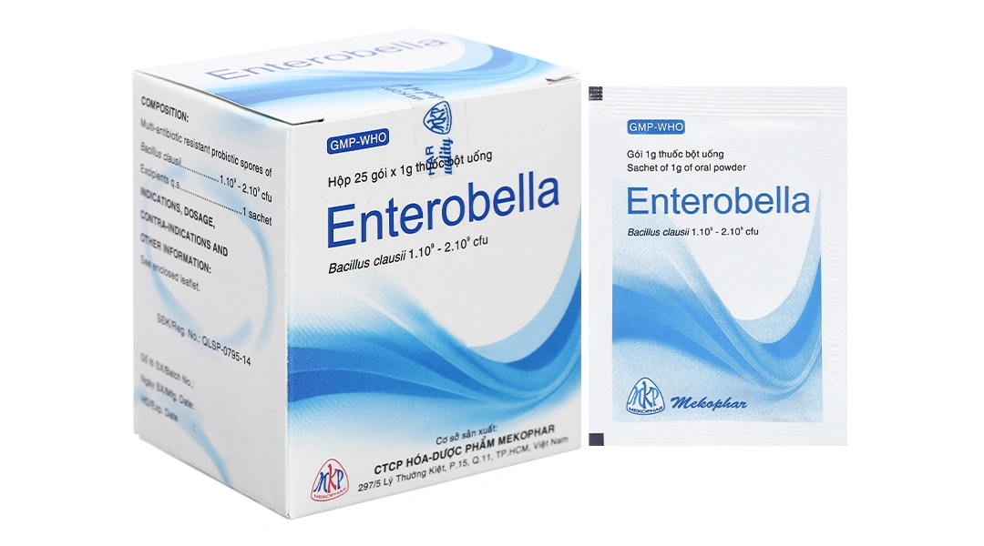 Bột men vi sinh Enterobella trị và phòng rối loạn vi sinh đường ruột (25 gói x 1g) - 