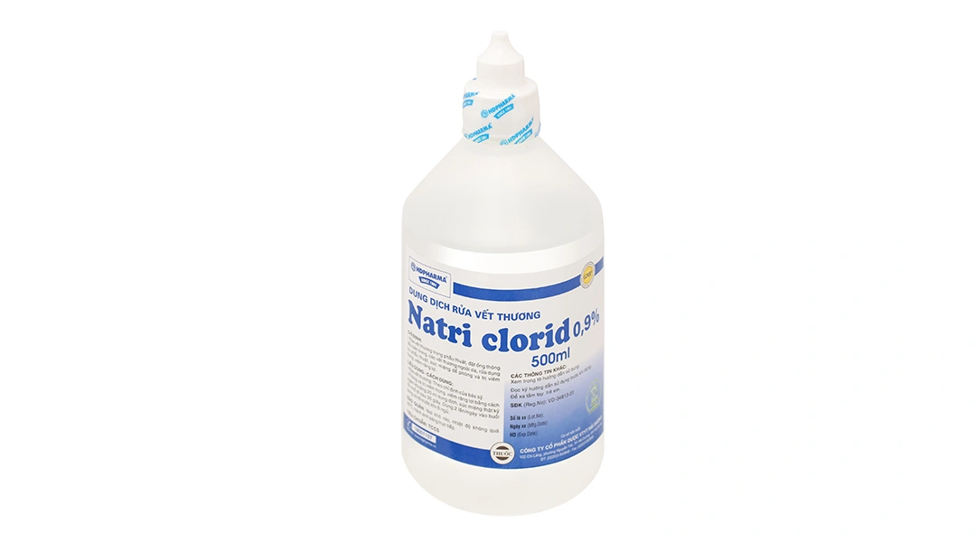 Dung dịch Natri Clorid HDPharma 0.9% rửa vết thương, súc miệng chai 500ml - 
