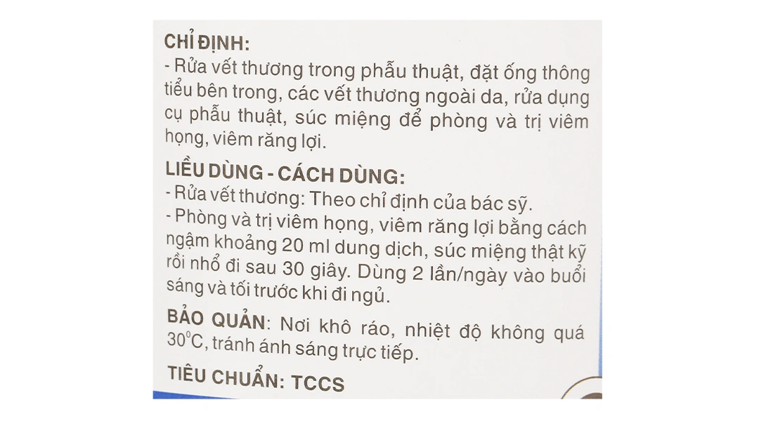 Dung dịch Natri Clorid HDPharma 0.9% rửa vết thương, súc miệng chai 500ml - 1