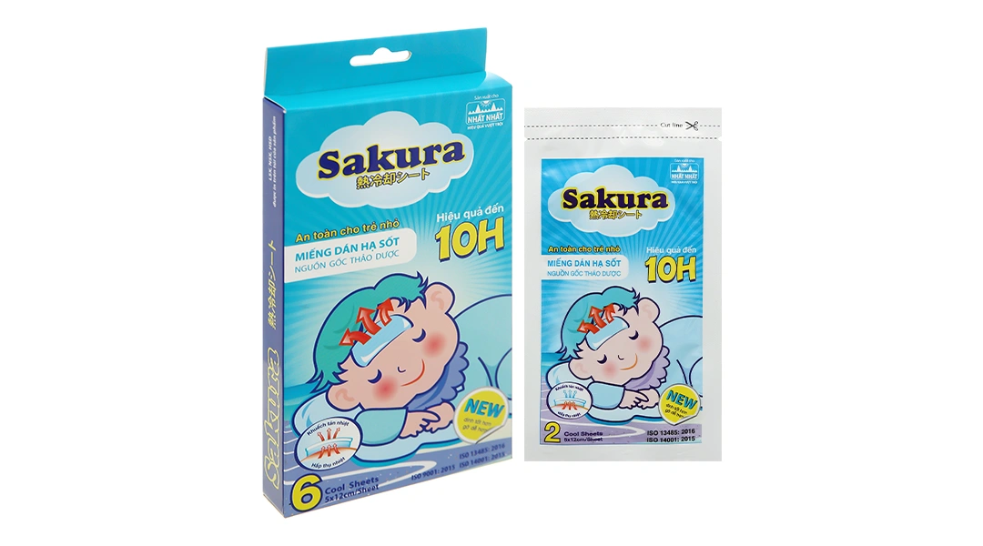 Miếng dán hạ sốt Sakura giúp hạ nhiệt, giảm đau, giảm say nắng cho bé - 