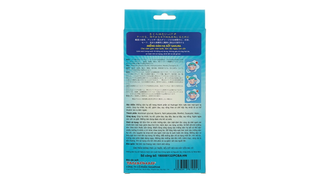 Miếng dán hạ sốt Sakura giúp hạ nhiệt, giảm đau, giảm say nắng cho bé - 2