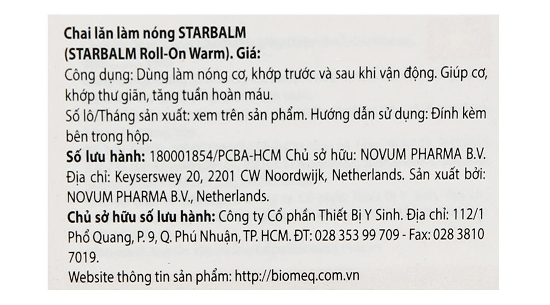 Chai lăn Starbalm Roll-On làm nóng, giúp thư giãn cơ và khớp chai 75ml - 5