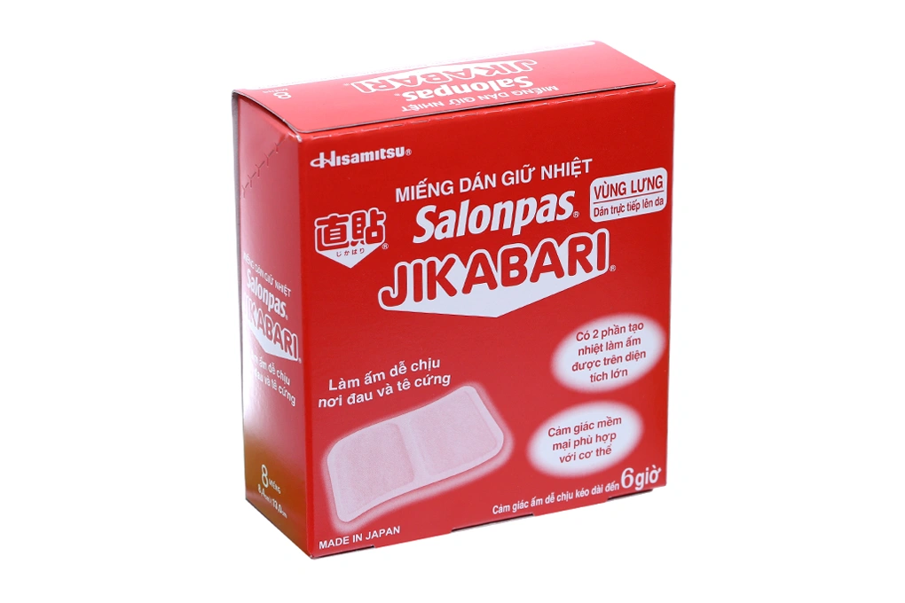 Miếng dán giữ nhiệt Salonpas Jikabari giúp làm ấm, giảm đau - 