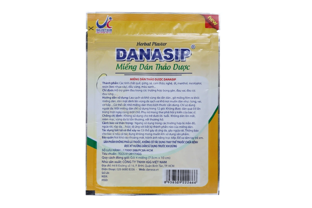 Miếng dán thảo dược Danasip giảm đau cơ xương khớp - 1