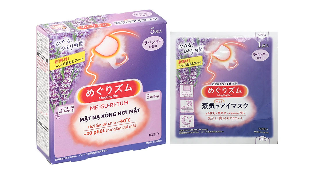 Mặt nạ xông hơi mắt Megrhythm làm ấm, thư giãn mắt hương oải hương (5 gói x 1 miếng) - 1