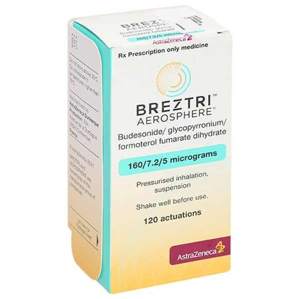 Hỗn dịch xịt Breztri Aerosphere 160/7.2/5mcg điều trị bệnh COPD