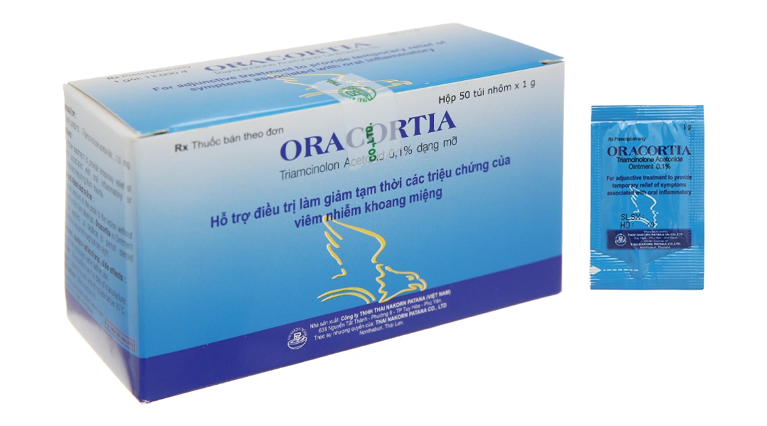 Thuốc mỡ Oracortia 0.1% trị viêm nhiễm khoang miệng (50 túi x 1g) - 