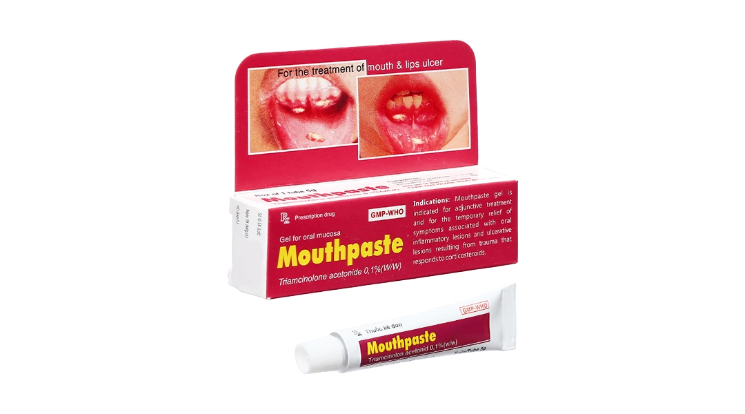 Gel bôi Mouthpaste 0.1% trị viêm ở niêm mạc miệng, lợi và môi tuýp 5g - 