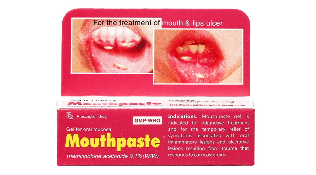 Gel bôi Mouthpaste 0.1% trị viêm ở niêm mạc miệng, lợi và môi tuýp 5g - 1