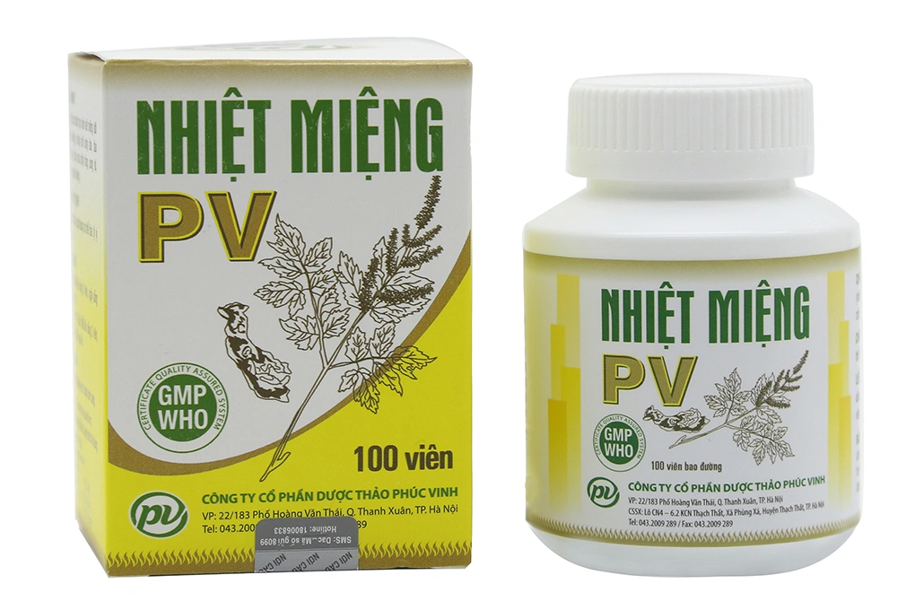Nhiệt Miệng PV trị nhiệt miệng, hôi miệng chai 100 viên - 