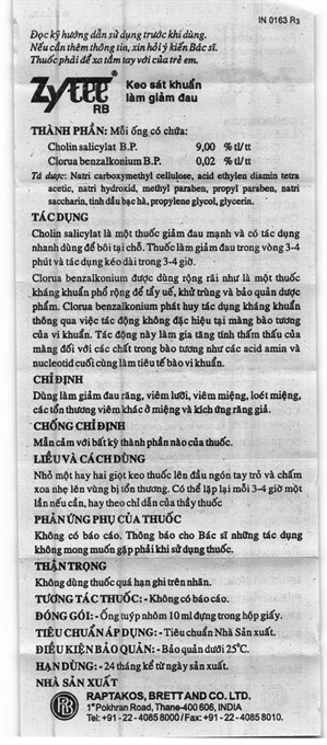 Gel bôi Zytee RB giảm đau răng, viêm loét miệng tuýp 10ml - 5
