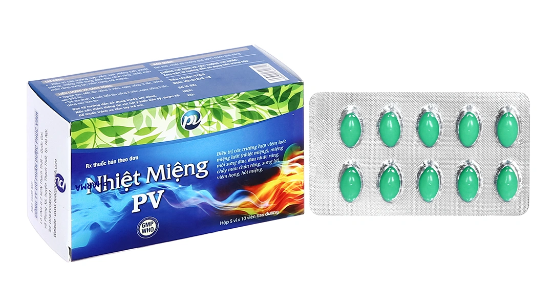 Nhiệt Miệng PV trị nhiệt miệng, hôi miệng (5 vỉ x 10 viên) - 