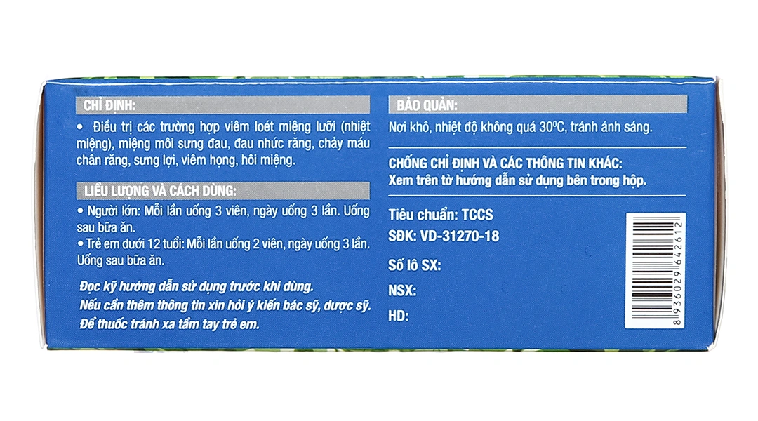 Nhiệt Miệng PV trị nhiệt miệng, hôi miệng (5 vỉ x 10 viên) - 2