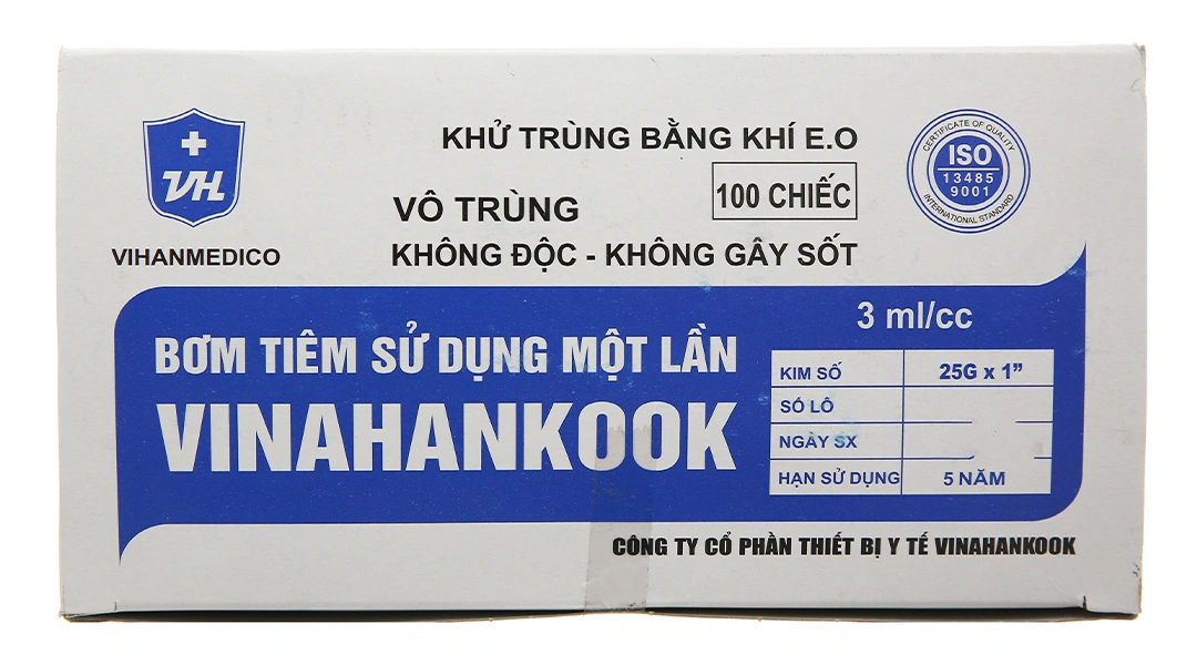 Bơm kim tiêm sử dụng 1 lần Vinahankook 3ml/cc 25G x 1'' - 2
