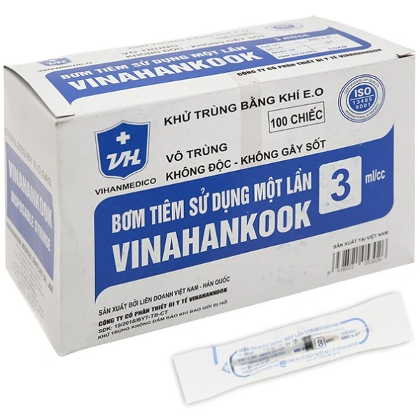 Bơm kim tiêm sử dụng 1 lần Vinahankook 3ml/cc 25G x 1''
