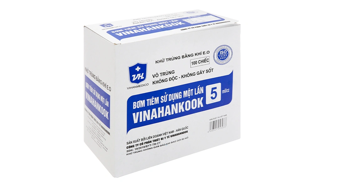 Bơm kim tiêm sử dụng 1 lần Vinahankook 5ml/cc 25G x 1'' - 