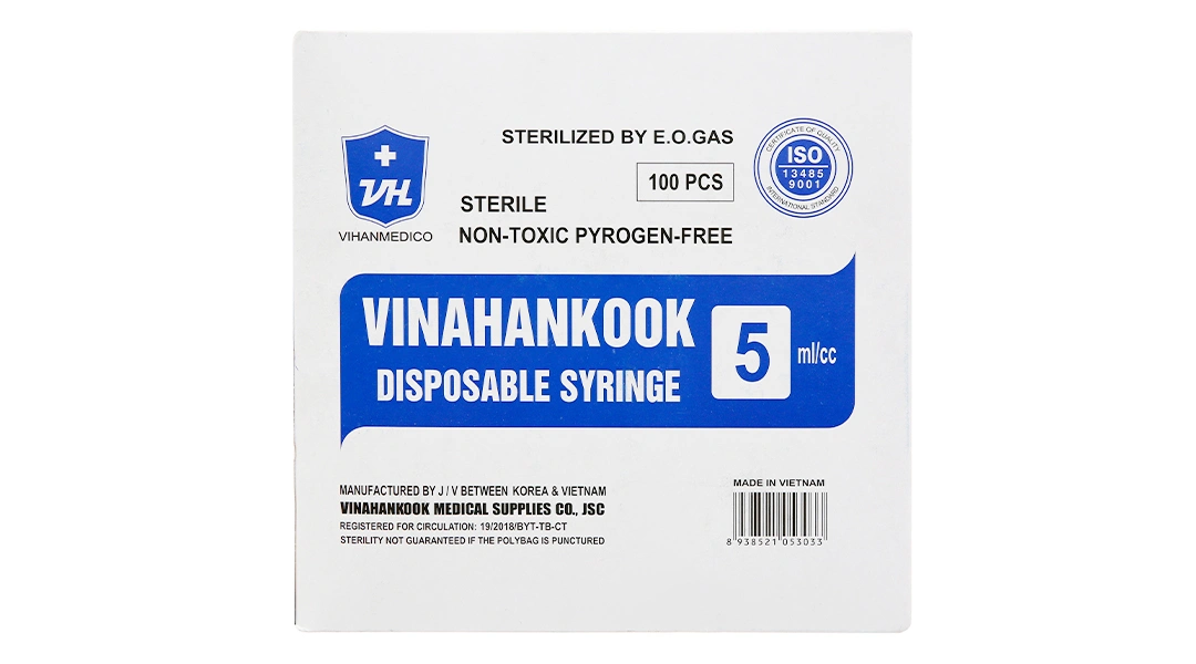 Bơm kim tiêm sử dụng 1 lần Vinahankook 5ml/cc 25G x 1'' - 1