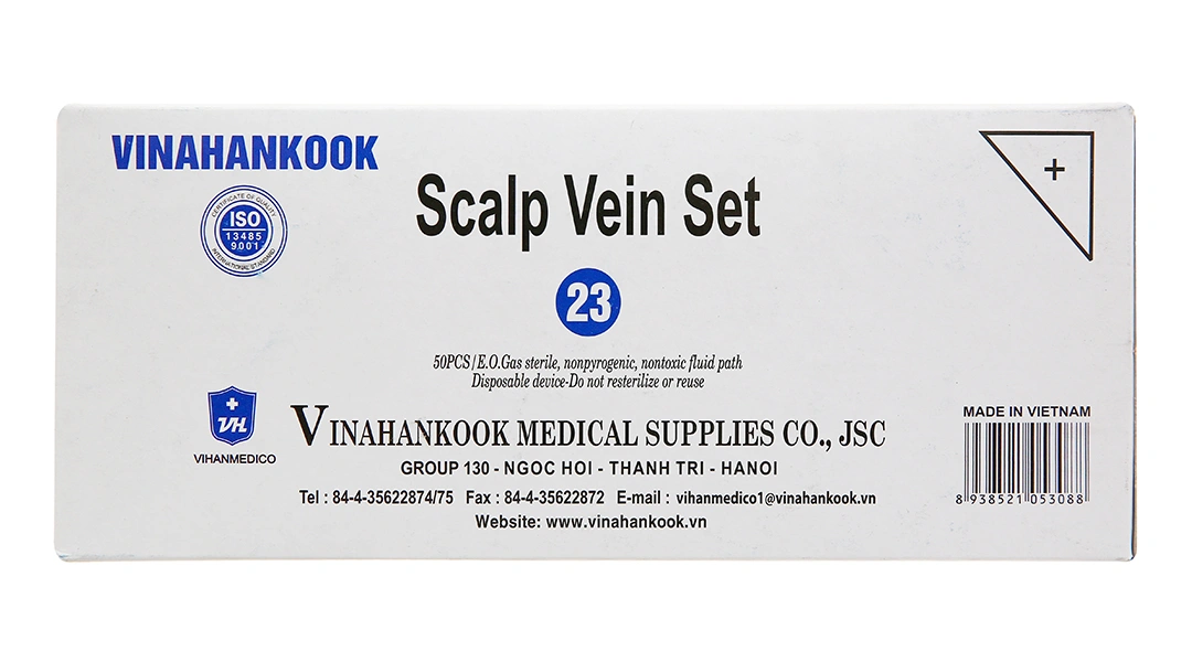 Kim truyền tĩnh mạch Vinahankook 23 30cm 23G x 3/4'' - 3