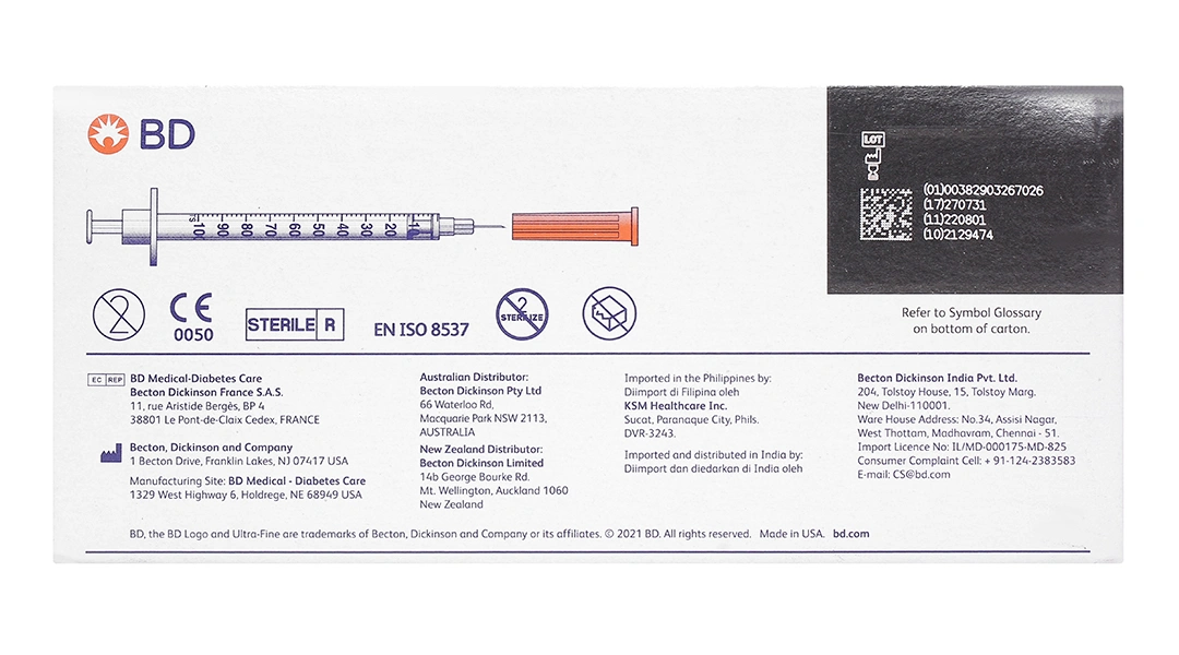 Bơm kim tiêm Insulin BD Ultra-Fine II 1ml 30G x 8mm - 2