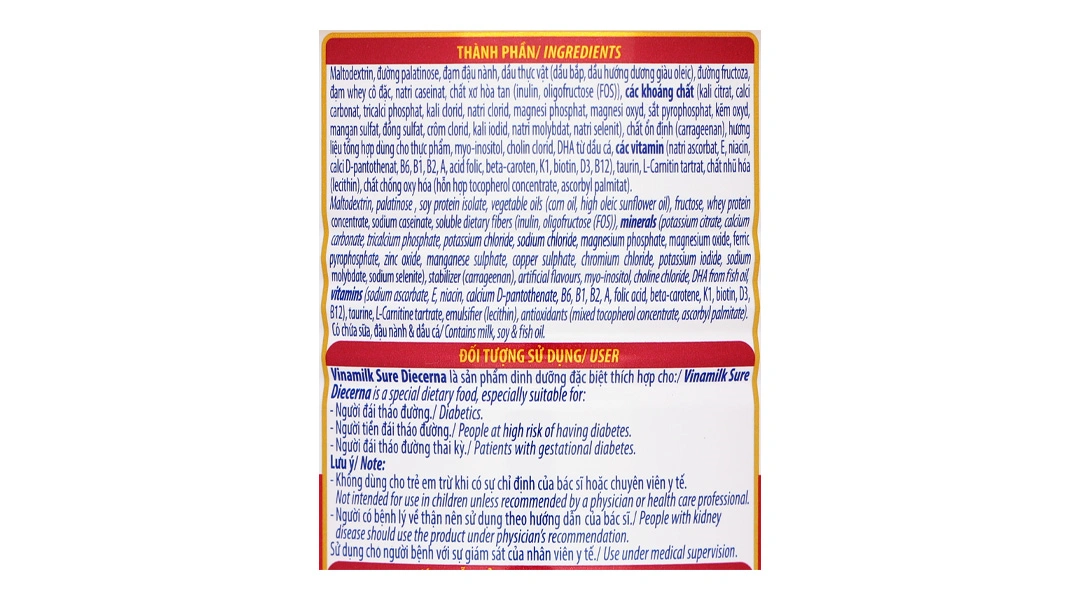 Thực phẩm dinh dưỡng y học: Sản phẩm dinh dưỡng - Vinamilk Sure Diecerna - 11
