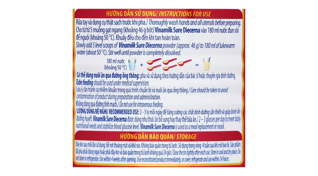 Thực phẩm dinh dưỡng y học: Sản phẩm dinh dưỡng - Vinamilk Sure Diecerna - 12