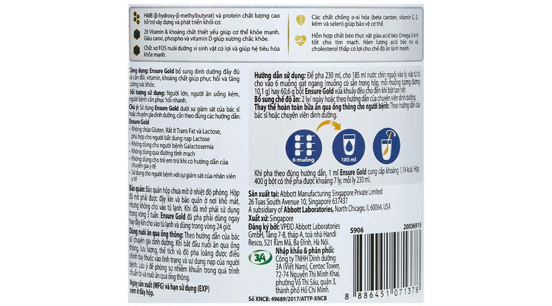 Thực phẩm dinh dưỡng y học: Ensure Gold - 10