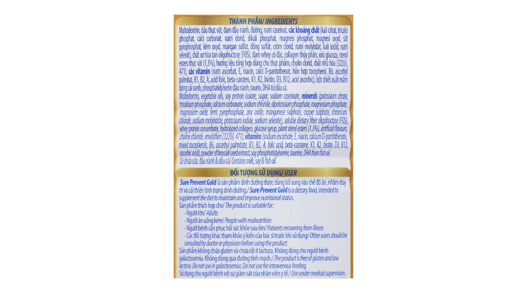Thực phẩm dinh dưỡng y học: Sản phẩm dinh dưỡng - Sure Prevent Gold - 13