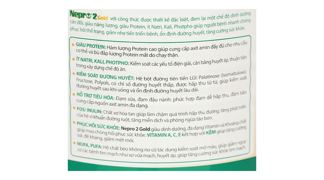 Sản phẩm dinh dưỡng chuyên biệt cho người bệnh suy thận có lọc máu ngoài thận Nepro 2 Gold - 14
