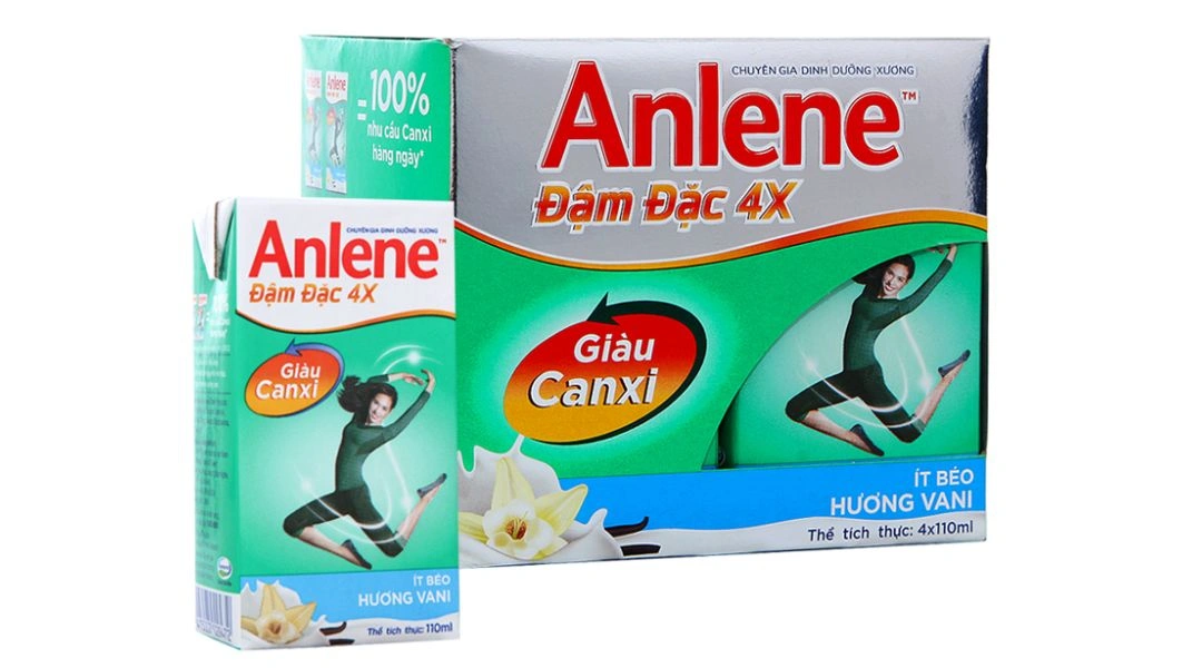 Sữa bột pha sẵn Anlene đậm đặc 4x giàu canxi hương vani - 