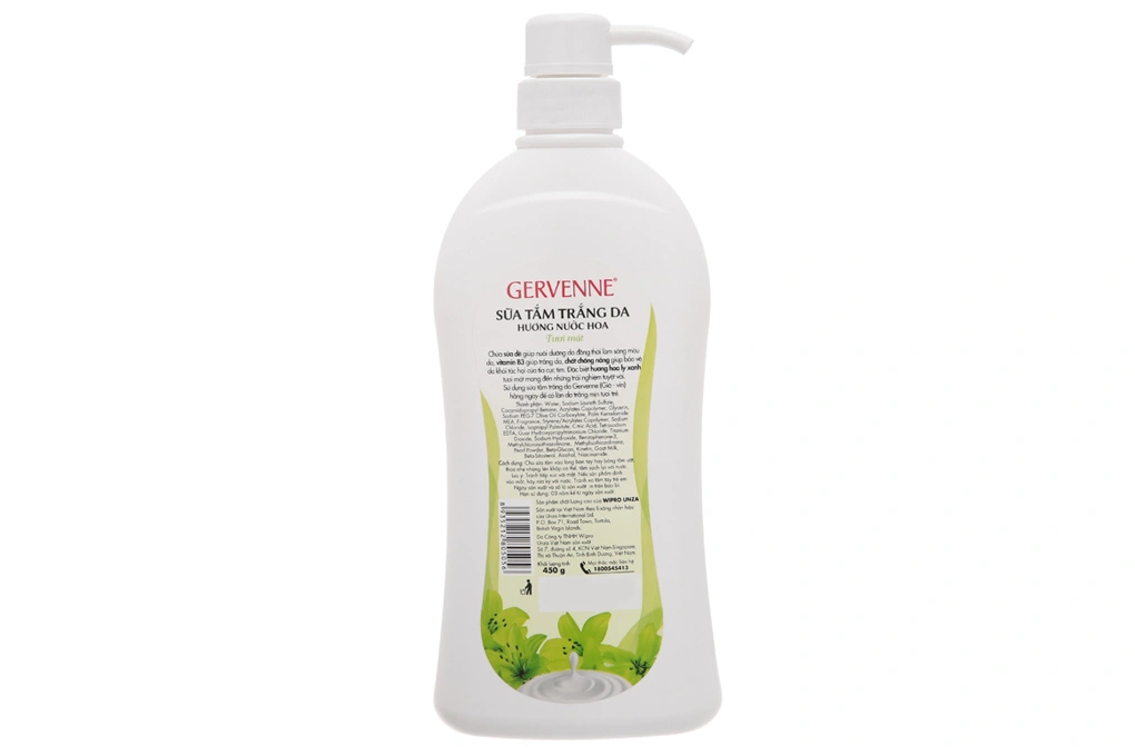 Sữa tắm Gervenne Lily Xanh trắng da hương nước hoa chai 450g - 1