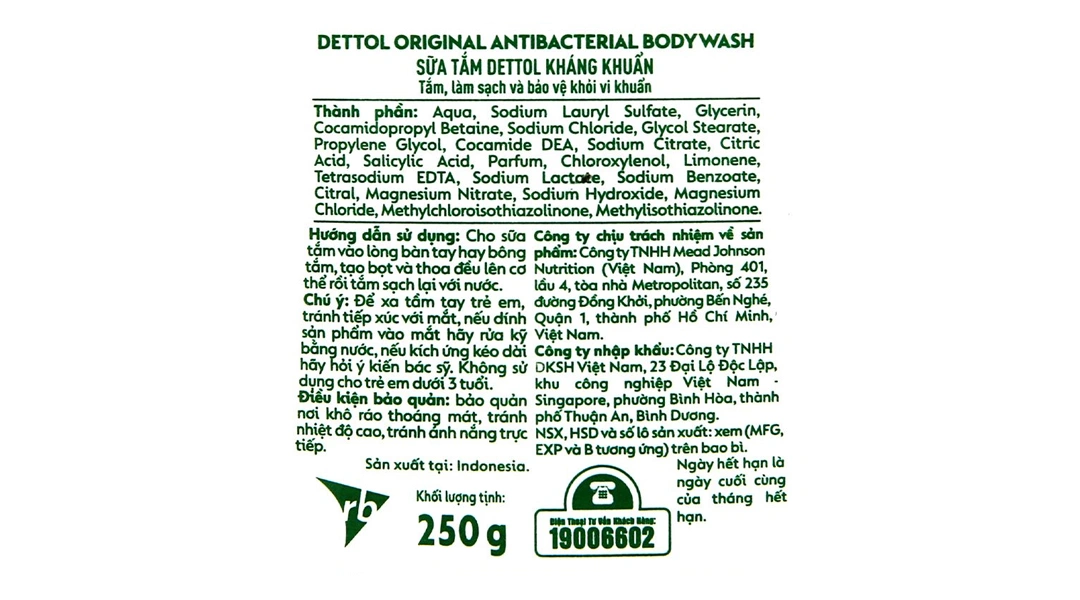 Sữa tắm Dettol diệt khuẩn, làm sạch dịu nhẹ chai 250g - 2