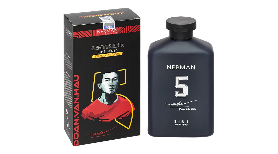 Gel tắm, gội, rửa mặt Nerman Gentleman 3in1 hương nước hoa chai 350ml - 10