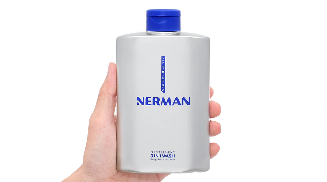 Gel tắm, gội, rửa mặt Nerman Gentleman 3in1 hương nước hoa chai 350ml - 9