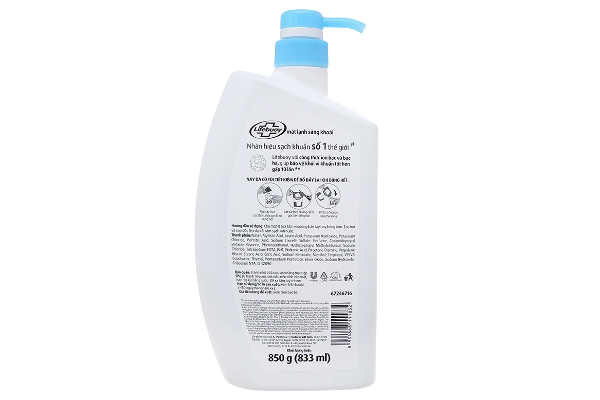 Sữa tắm Lifebuoy mát lạnh sảng khoái chai 850g - 1