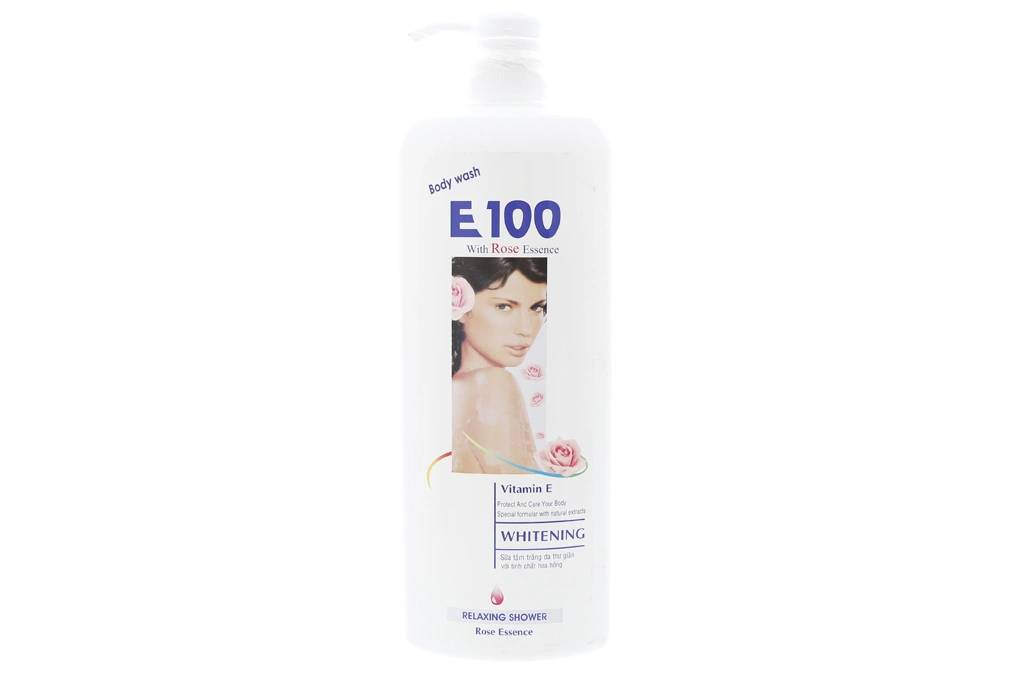 Sữa tắm E100 trắng da tinh chất hoa hồng chai 1.1 lít - 