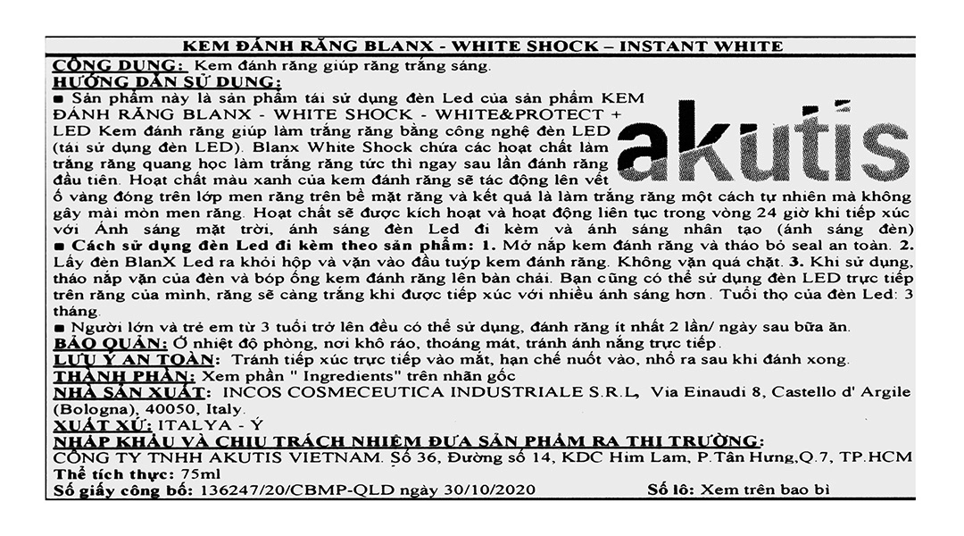 Kem đánh răng BlanX White Shock giúp răng trắng sáng tuýp 75ml - 4