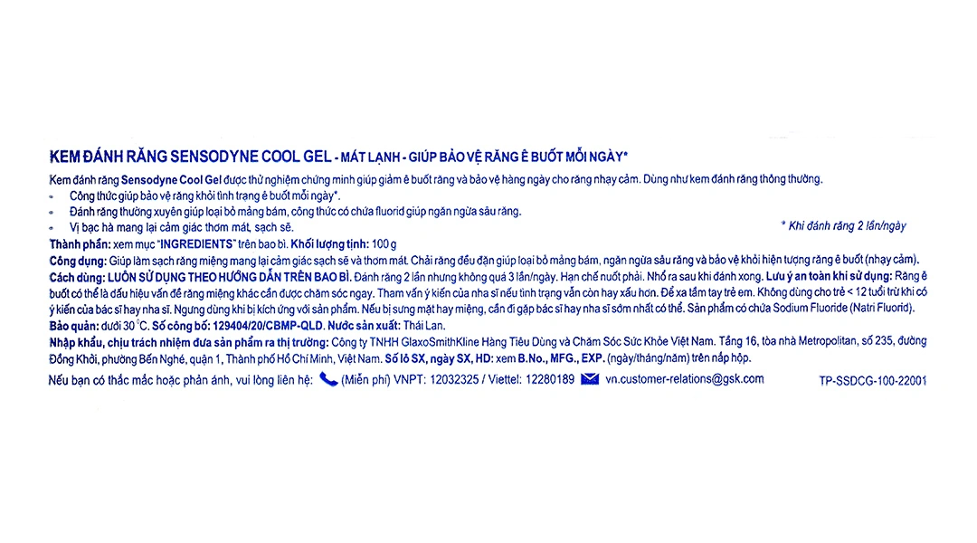 Kem đánh răng Sensodyne Cool Gel thơm mát, giảm ê buốt tuýp 100g - 5
