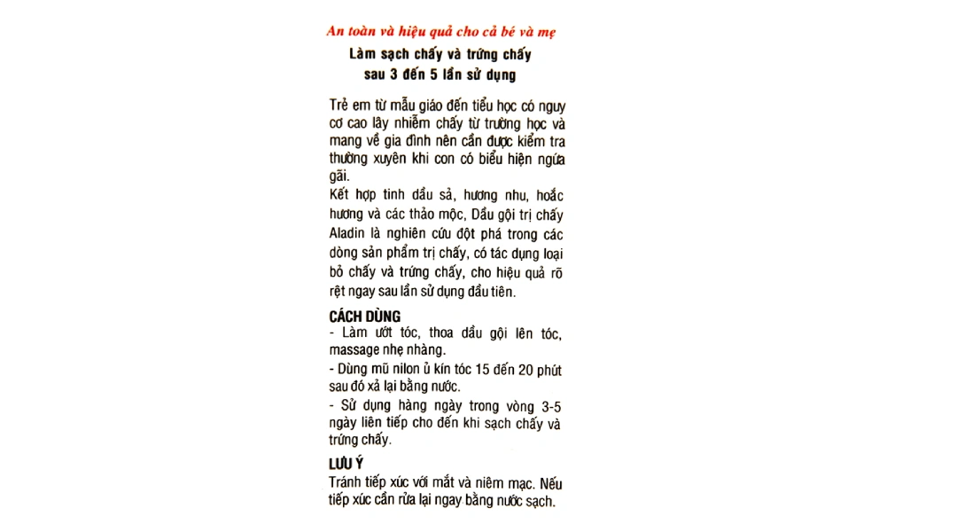 Dầu gội dược liệu Aladin điều trị chấy, loại bỏ trứng chấy - 17