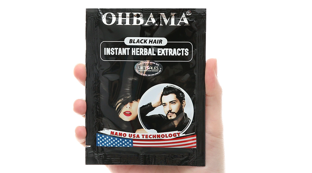 Dầu gội đen tóc thảo mộc Ohbama hộp 10 gói x 20ml - 2