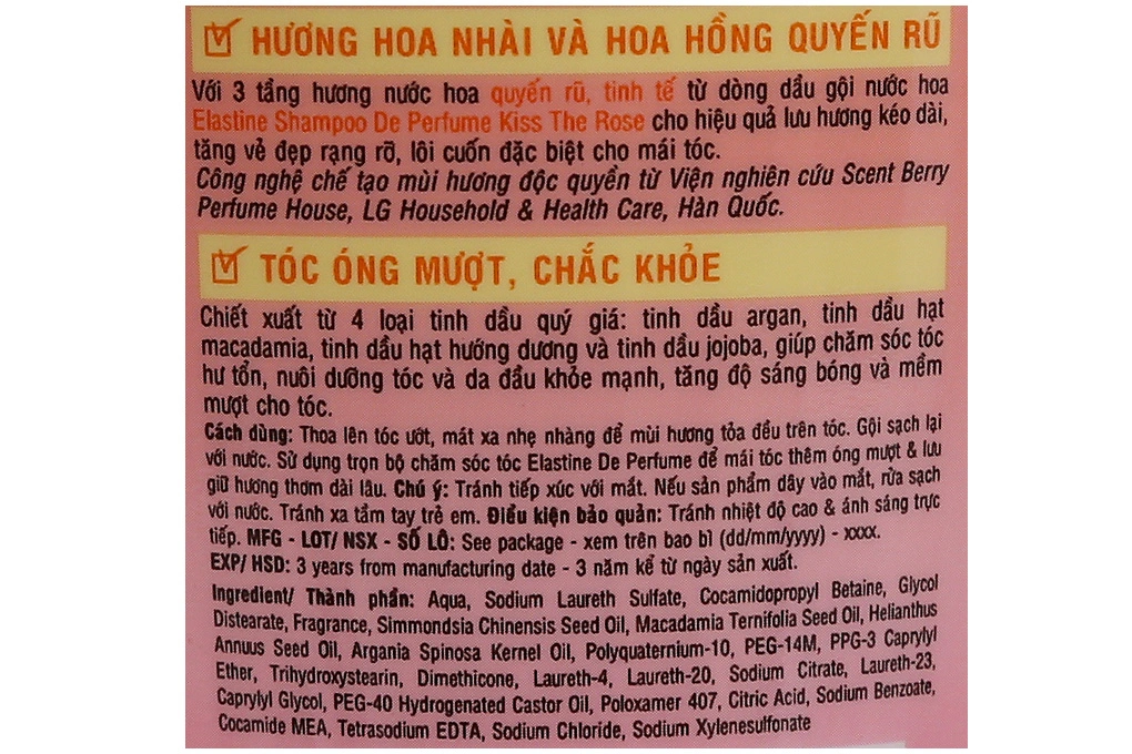 Dầu gội nước hoa Elastine Kiss The Rose hương hoa nhài & hoa hồng chai 170ml - 2