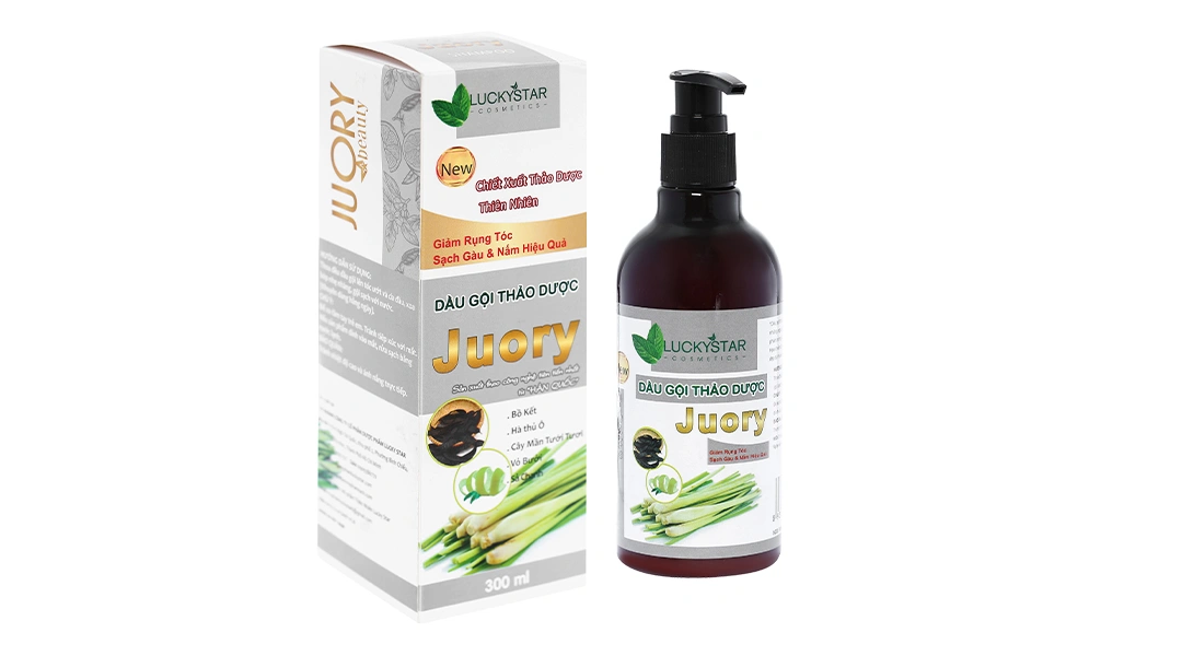 Dầu gội thảo dược LuckyStar Juory giảm rụng tóc, sạch gàu & nấm chai 300ml - 