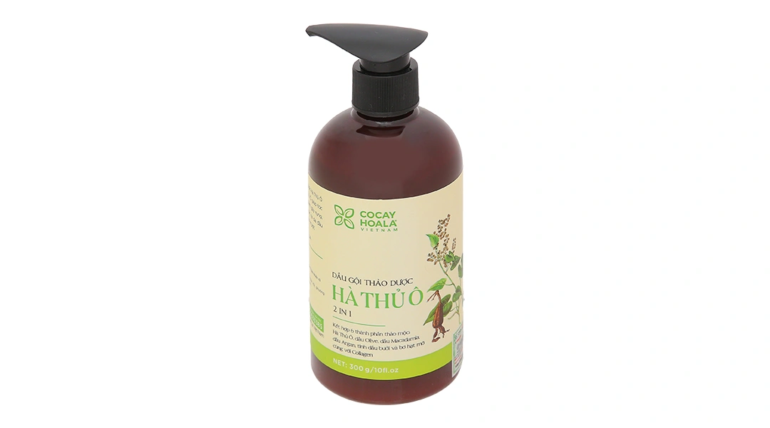 Dầu gội thảo dược Hà Thủ Ô 2 in 1 Cocay Hoala dưỡng tóc, giảm gãy rụng chai 300g - 